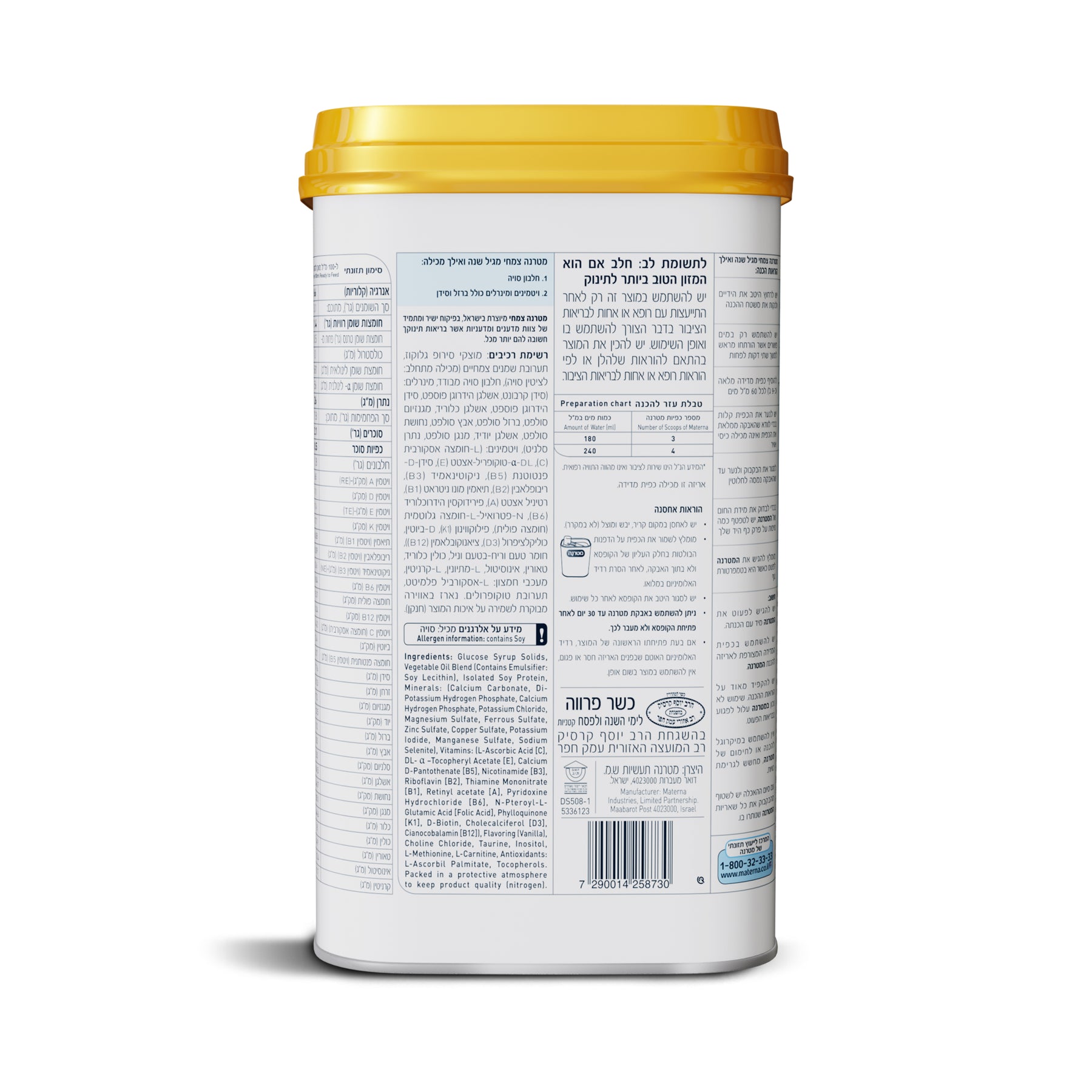 מטרנה צמחי מגיל שנה ואילך